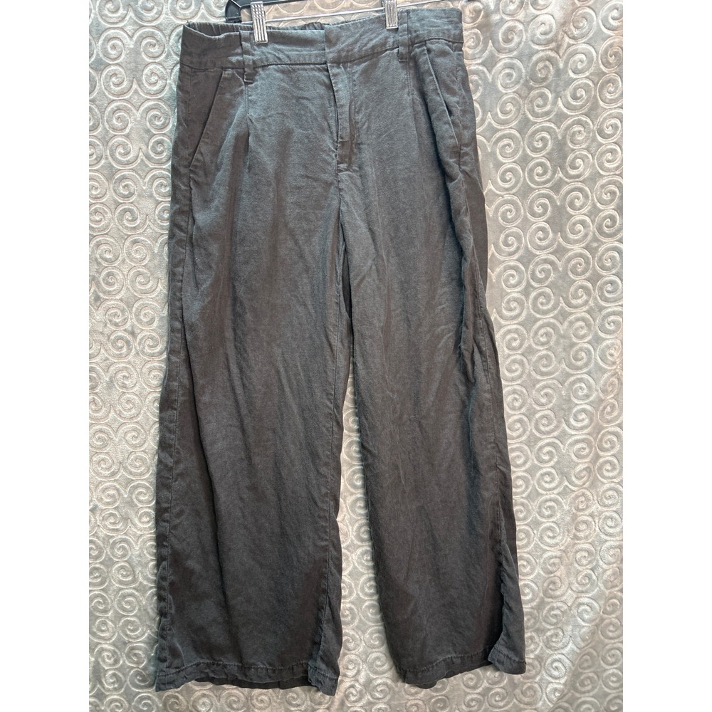 American‎ Eagle Womens Gray Linen Blend Wide Leg Casual Pants Size 8